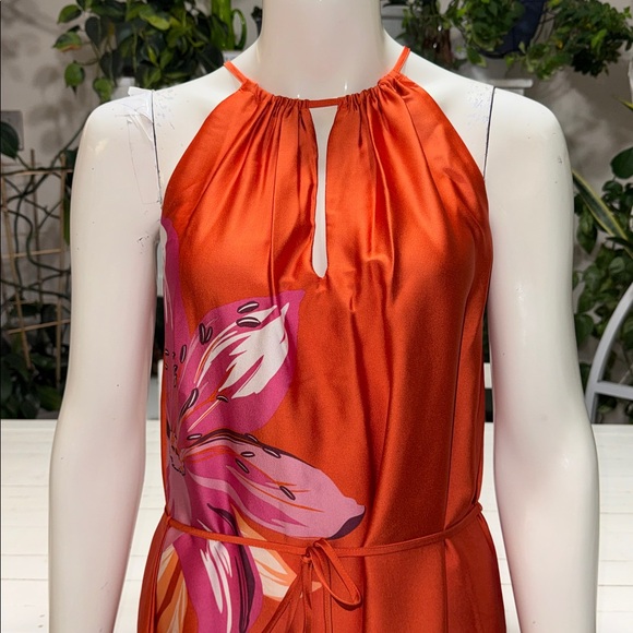 Suzy Shier Rust Orange Gathered Waist maxi Dress Sm NWOT - Picture 5 of 13